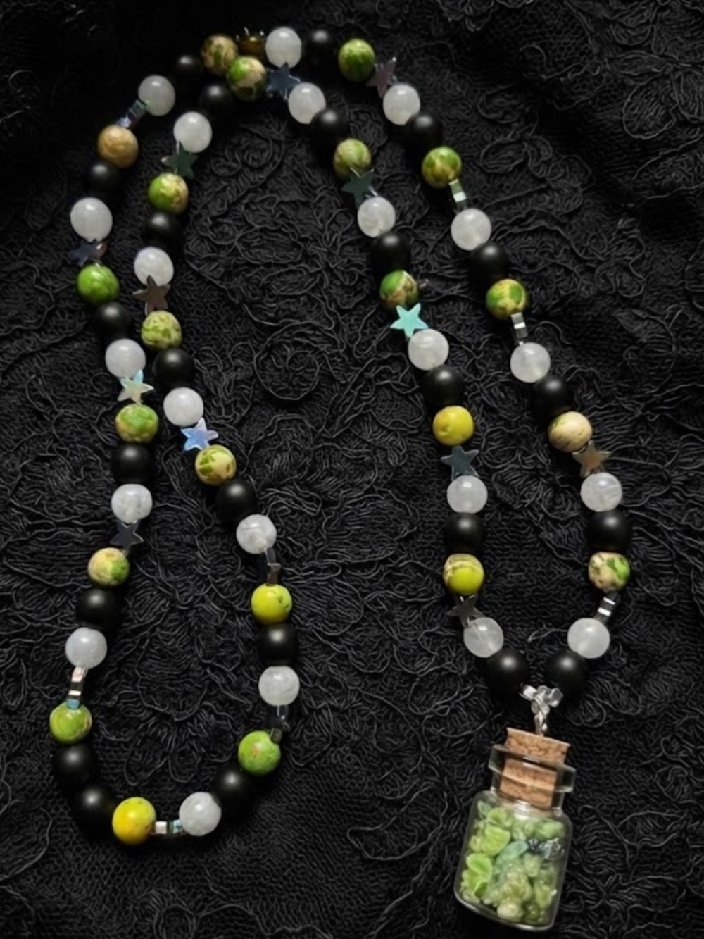 Poison Muck Stars Necklace (Imperial Jasper, Moonstone, Rainbow Hematite)